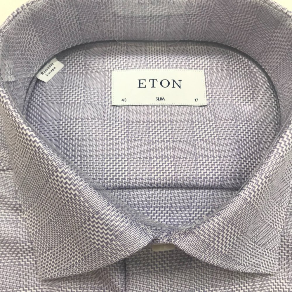 ETON Slim Fit Check Luxe Twill Dress Shirt